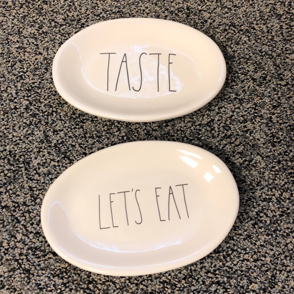 Set of 2 new Rae Dunn oval plates taste & lets eat